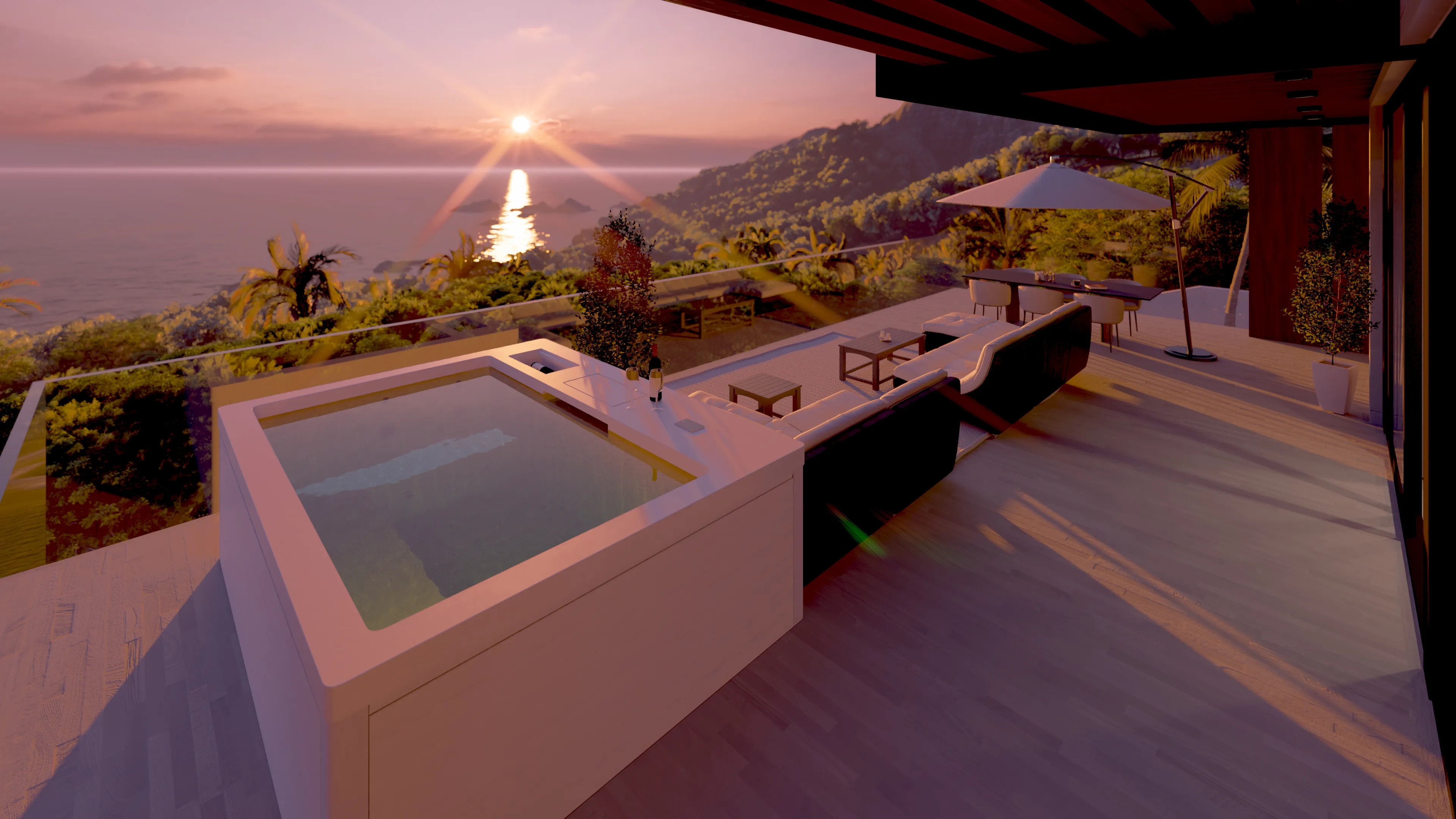 Render exterior terraza privada